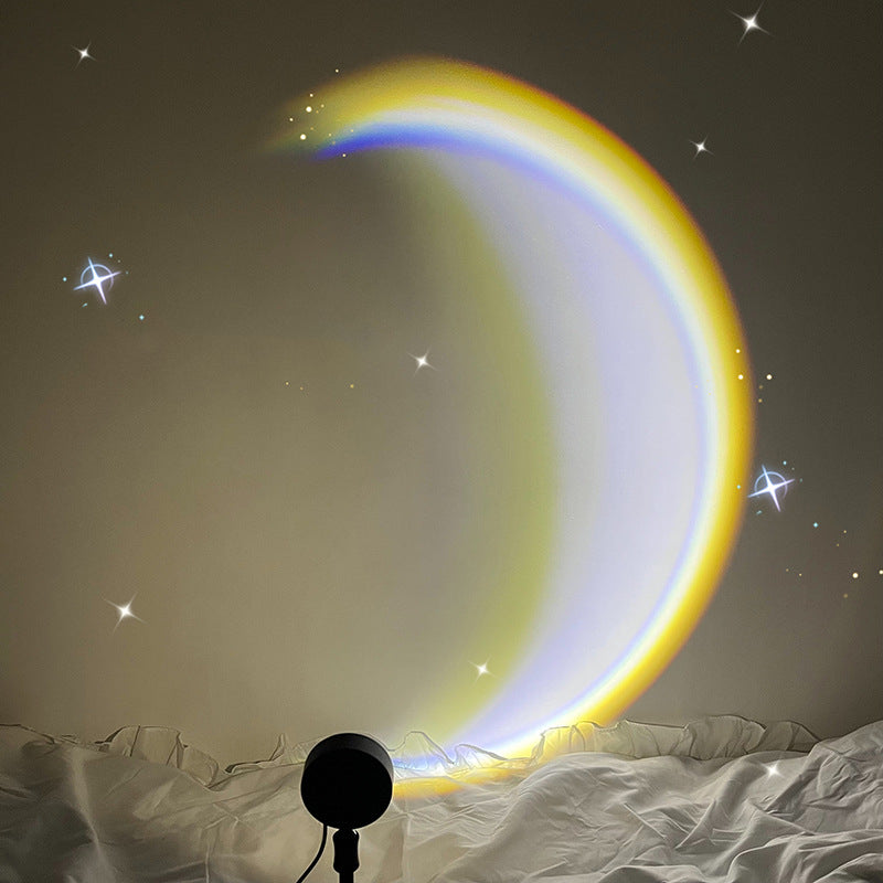 Moon Lamp LED Rainbow Neon Night Sunset Light Projector USB Photography Wall Atmosphere Lighting For Bedroom Home Decor