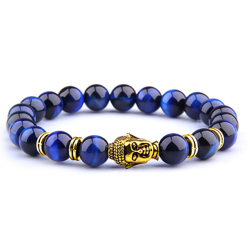Golden Buddha Royal Blue Tigers Eye Daily Meditation Bracelets
