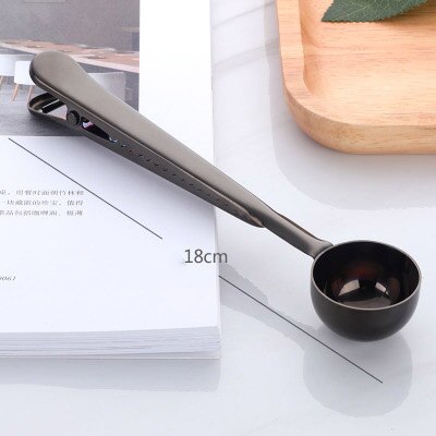 2 in 1  Stainless Steel Handy Coffee Measuring Spoon & Bag Sealing Clip